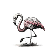 Hand Drawn Illustration of a Flamingo