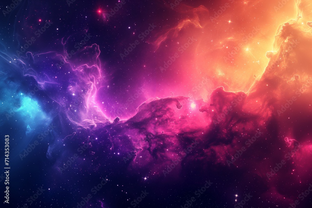 Wall mural beautiful outer space background with colorful nebula - ai generated