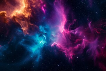 Fototapeta na wymiar Beautiful outer space background with colorful nebula - AI Generated