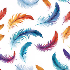 bunte regenbogen federn leicht wirbelnd fließend fliegend als Muster und Vorlage für Hintergründe auf weißem Grund, wie Flügel eines Vogels Symbole der Leichtigkeit und sanfte Liebe