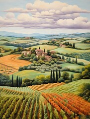 Fototapeta premium Timeless Tuscan Landscape Portraits: Captivating Wall Art featuring the Rolling Hills of Tuscany