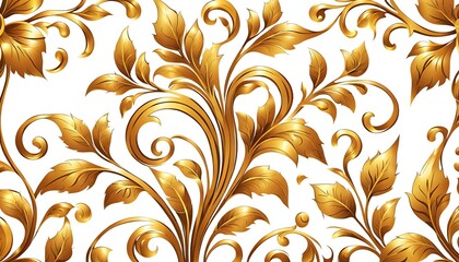 florales gold Muster victorianisch retro barock wie natürliche edle Ornament Blätter auf weißem Hintergrund und als Vorlage für design gestaltung von Karten, einladungen, 