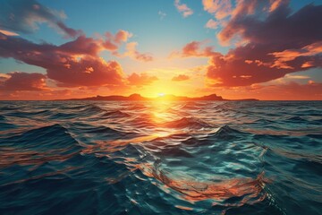 Sunrise over the beach in Cancun. Vibrant sunrise seascape: abstract coastal wallpaper with blue sky and sea,Dusk on the Shore, Radiant Beauty Ocean Sunset, sunset wallpaper, sunset over the sea,