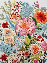 Traditional Embroidered Florals: Artisanal Cottage Chic Floral Embroidery