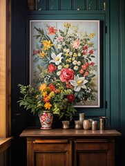 Traditional Homestead Flower Art Wall Art: Farmhouse Floral Splendor, A Rustic Oasis