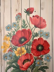 Traditional Homestead Flower Art: Vintage Painting with Floral Details for Charming Wall Decor