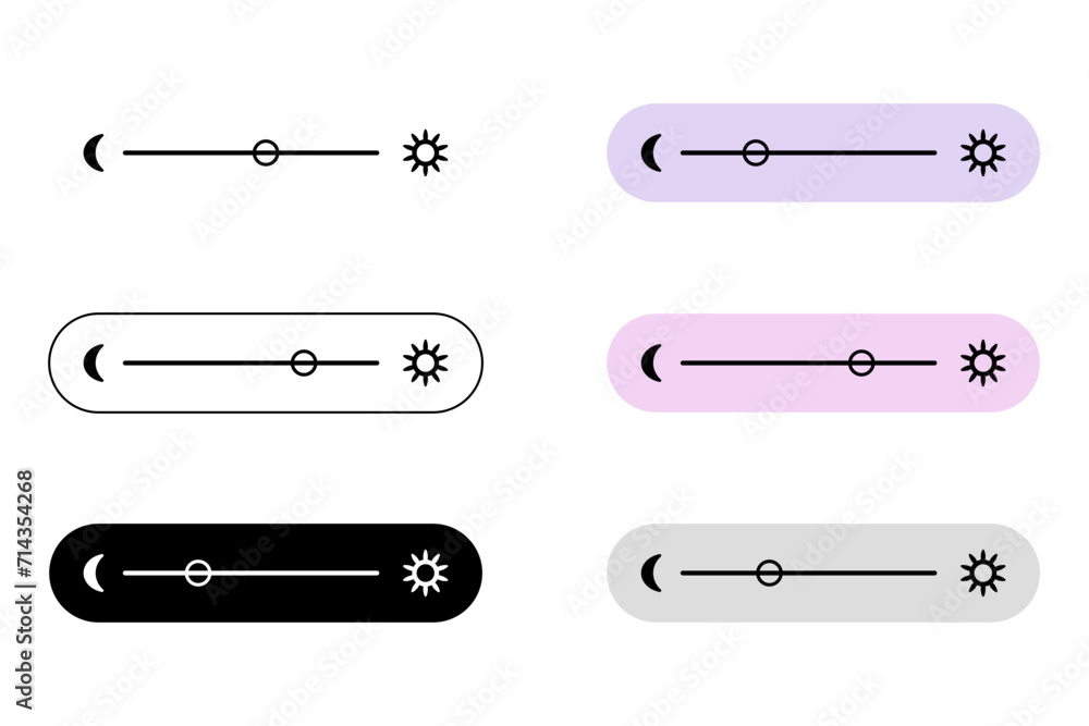 Wall mural brightness level slider collection – contrast and brightness adjustment controls – design concept fo