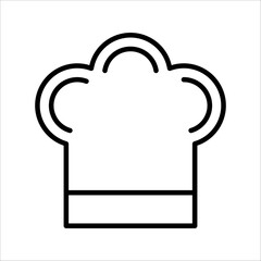 Chef in a cooking hat vector outline logo. Kitchen simple black icon.