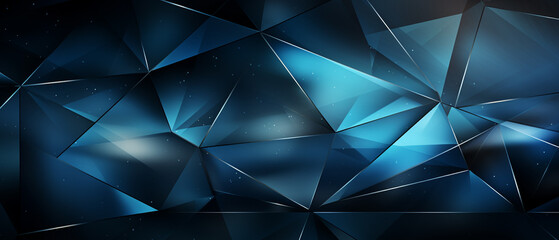 Intriguing abstract geometry: luminous blue triangles create dynamic polygons on a dark backdrop. A visually captivating blend of shapes and shades. Perfect for modern design projects