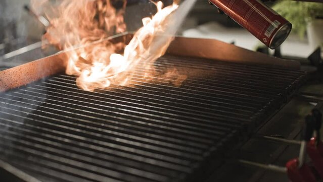 Flaming Grill With Sizzling Flames