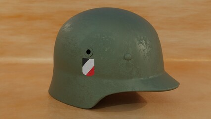 Fototapeta premium Stahlhelm M 35 green with scratches