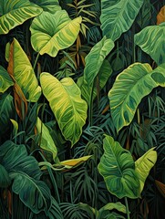 Urban Jungle Leaf Art: Field Painting with Metropolitan Moss Motifs