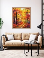 Vibrant Autumn Foliage Landscapes Art - Vintage Print Wall Decor, Fall Landscape