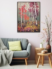 Vibrant Autumn Foliage Landscapes: Vintage Wall Decor with Fall Landscape - Art Print