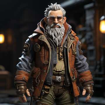 3d charactor of an old man