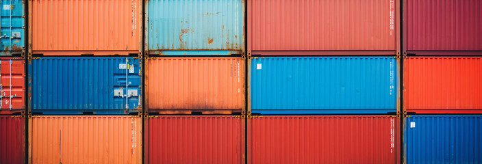 Fototapeta premium cargo containers with containers at import port. logistics, import export business concept.