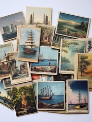 Fototapeta na wymiar Vintage Coastal Postcards | Nautical Nostalgia Wall Art and Notes