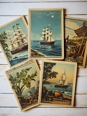 Vintage Coastal Postcards: Nautical Nostalgia Wall Art Notes