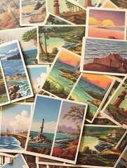 Vintage Coastal Postcards: Nostalgic Wall Art and Seaside Stamps of Yore