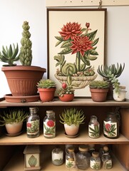 Vintage Succulent Canvas Designs: Farmhouse Charm with Cacti Landscape Collection