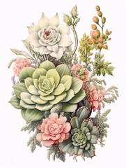 Vintage Succulent Canvas Designs: Prickly Beauty Tales from the Cottage