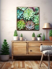 Vintage Succulent Canvas Designs - Beautifully Vibrant Greenery in Vintage Painting Style Wall Art