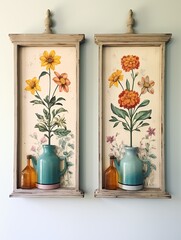 Whimsical Botanical Wall Hangings: Vintage Painting Blooms in Stunning Wall Art