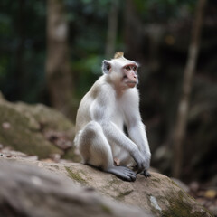 japanese macaque sitting on the tree
