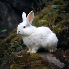 white rabbit on the grass