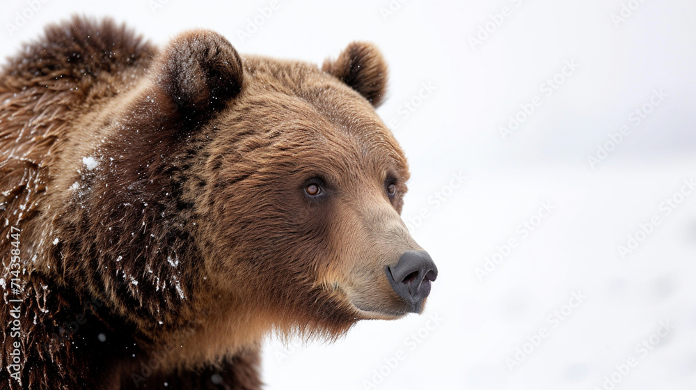 Sticker bear on white background. grizzly bear male. ai generative