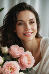 Hermosa mujer joven con una piel perfecta, limpia y fresca. Tiempo de relajación, tranquilidad, tratamiento facial, renovación. Cosmética, belleza.