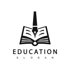 Pen with book logo vector. Education logo template
