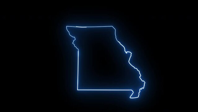 Missouri state map animation with glowing neon effect
