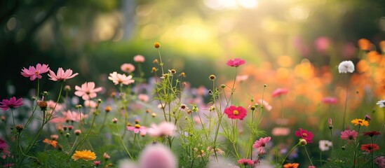 Images of a lovely garden filled with small, beautiful flowers.