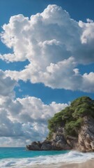 White cloud on blue sky and sea