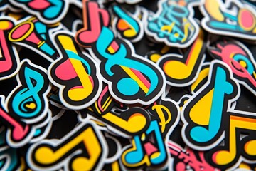 A vibrant explosion of artistic expression, a kaleidoscope of intricate patterns and bold colors, bursting from a graffiti-covered pile of psychedelic stickers