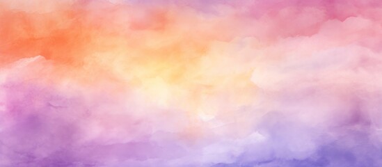 Abstract watercolor sunset sky in orange purple color background. Generate AI image