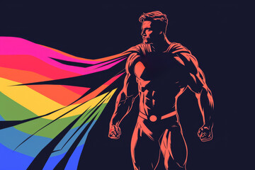 A dynamic illustration of a man adorned in a superhero suit, bursting with vibrant colors and intricate details, evoking a sense of strength and heroism through art