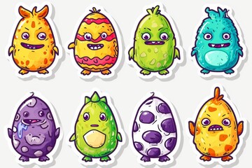 Whimsical cartoon creatures come to life in a playful and colorful clipart illustration, sure to spark the imagination and bring a smile to your face