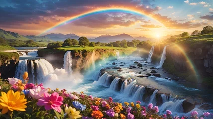 Fotobehang rainbow over the river © KARARA