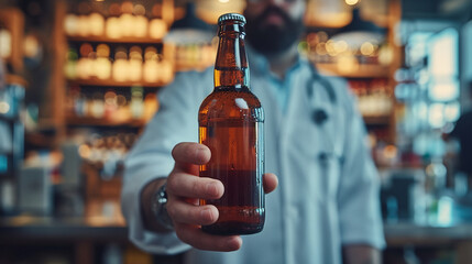 Doctor holding an alcoholic drink - Powered by Adobe