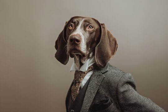 German Shorthaired Pointer in a business suit