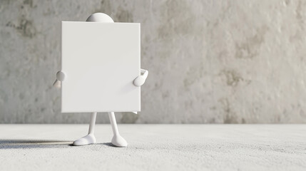 A white stick figure is holding a white canvas. Generative AI