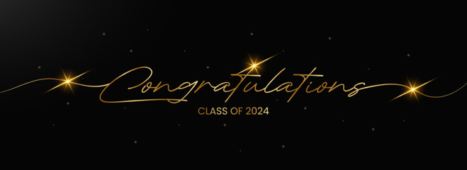 Congratulations Class of 2024 greeting sign. Congrats Graduated. Congrats banner can use for, landing page, template, ui, web, mobile app, poster, banner, flyer, background - obrazy, fototapety, plakaty