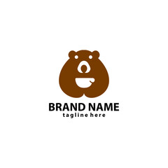bear coffee logo design vector illustration