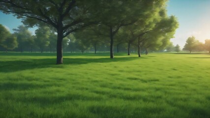 Green grassy park field outdoors concept