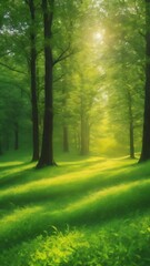 Fototapeta premium Sunny defocused green nature background, abstract bokeh effect es element for your design.
