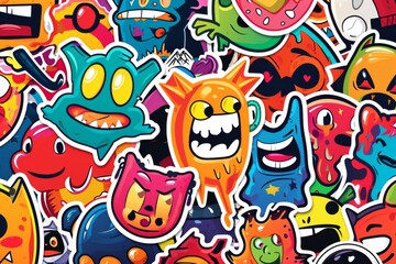 Vibrant and playful cartoon monsters come to life through a colorful fusion of drawing, art, and illustration, blending modern and childlike styles with animated charm and graphic flair