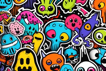 An imaginative world of vibrant colors and whimsical characters comes to life through the art of psychedelic illustration, blending traditional drawing techniques with playful cartoon clipart