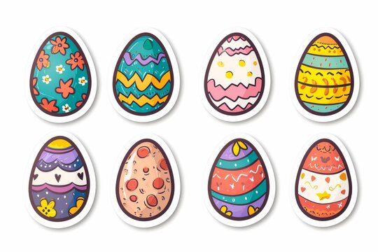Vibrant strokes of a child's imagination bring life to a set of hand-drawn eggs, each one a unique piece of art waiting to be discovered